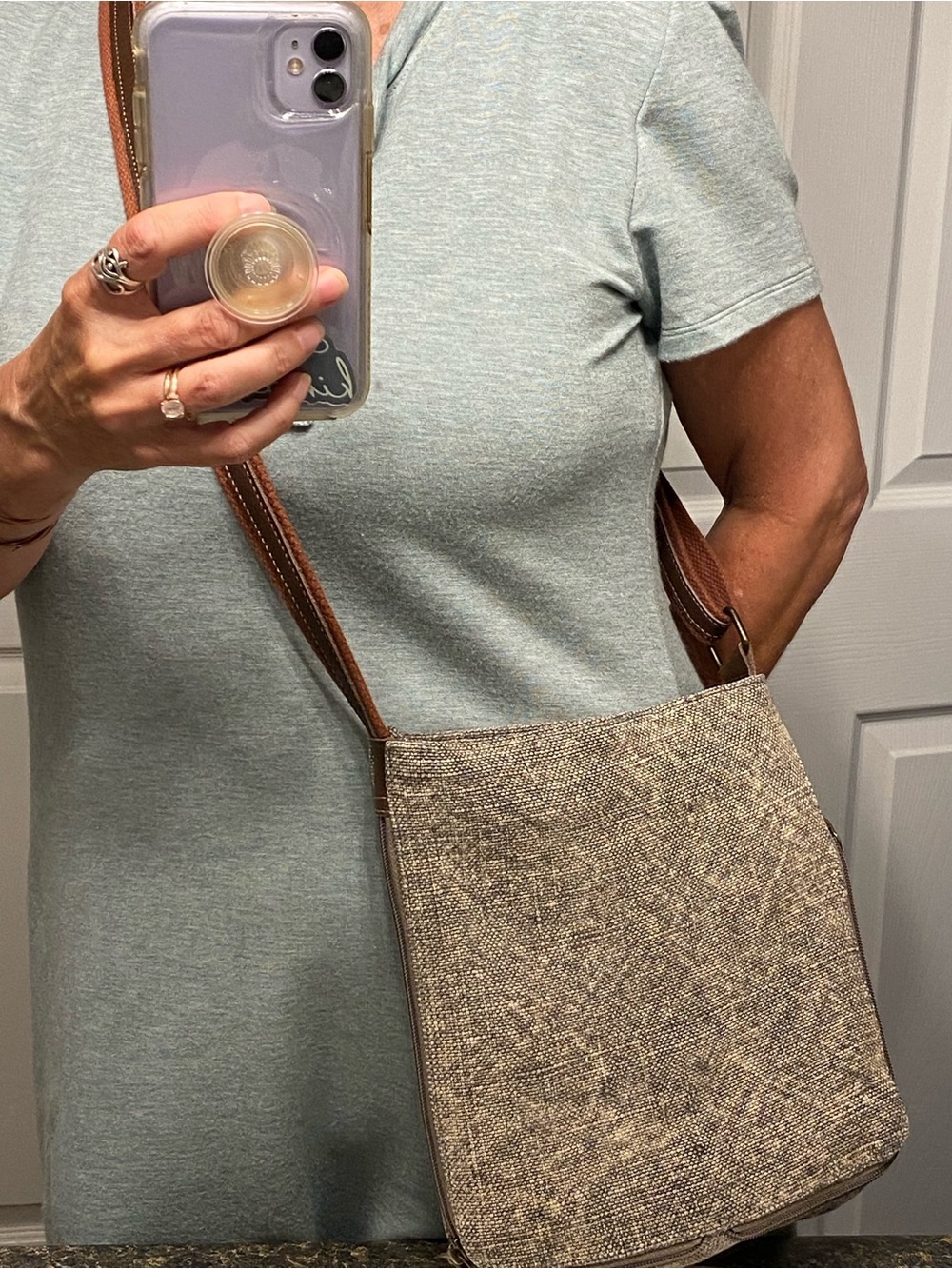 Handmade Hemp Crossbody Bucket Bag - Picture 1 of 7